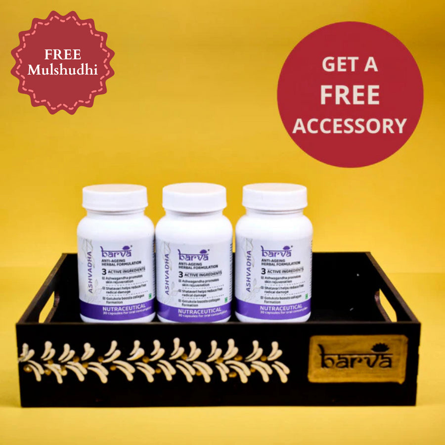 Ashvadha Pack of 3 with a Free Wooden Tray & a free Mulshudhi